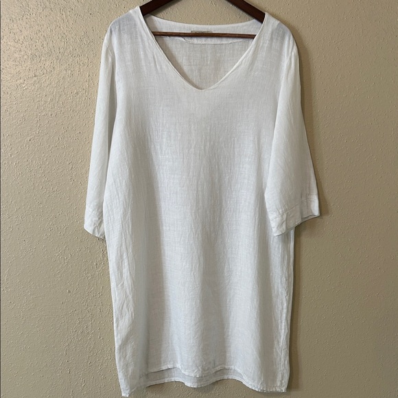 Elegant White Linen tunic Made in Italy - Picture 1 of 14